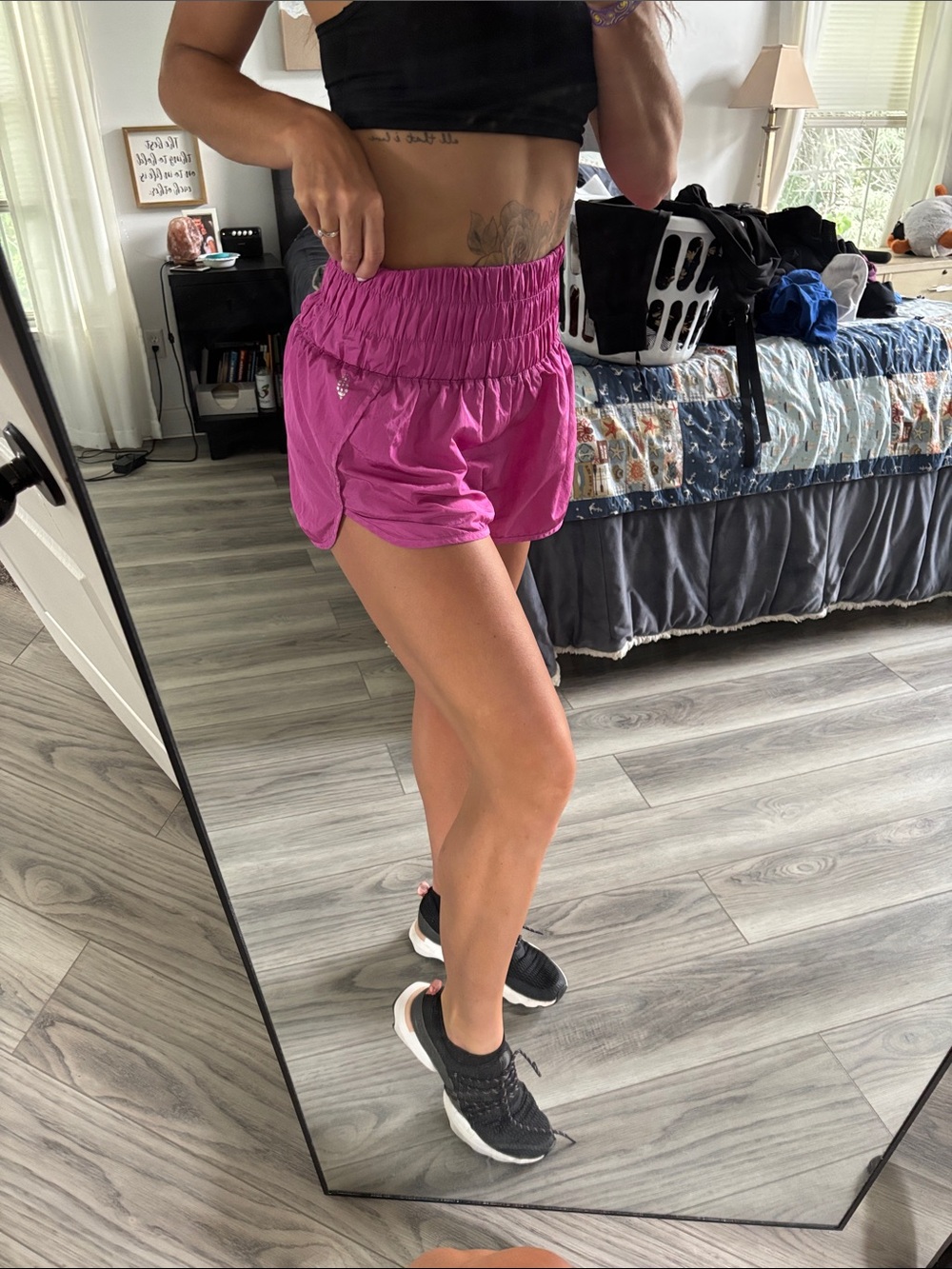 Free People Movement High-Waist Ruched Pink Women's Athletic Shorts